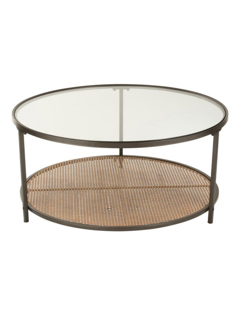 Table basse ronde en cannage