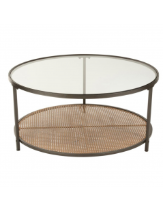 Table basse ronde en cannage