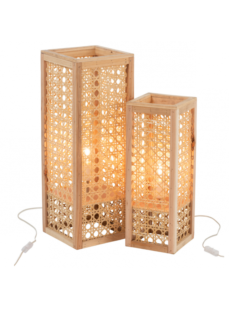 Lampe rectangulaire en bambou et rotin