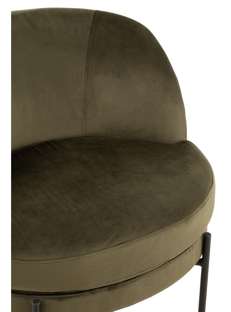 Chaise lounge ronde en velours vert