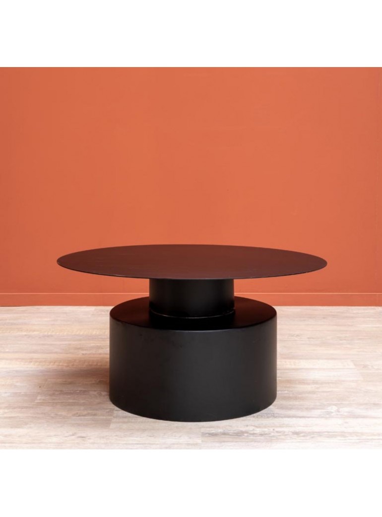 Table basse ronde Libra base large fer noir