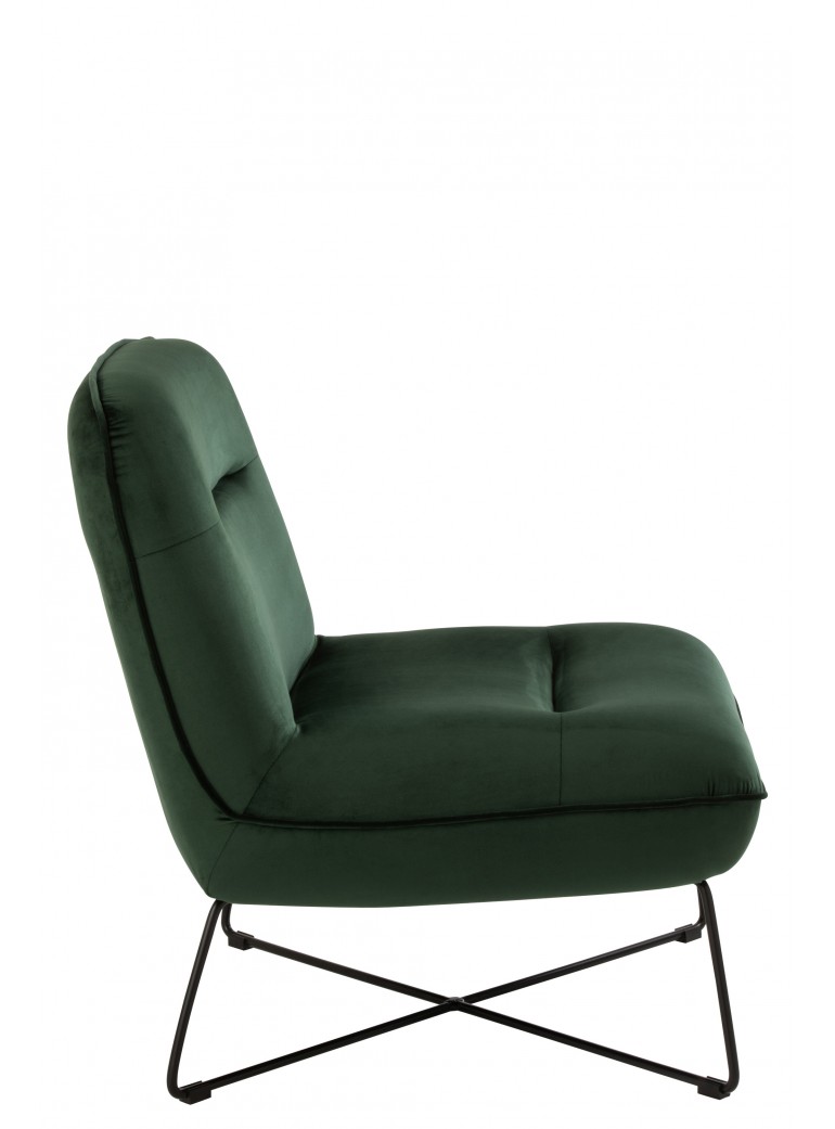 Chaise de salon en velours vert