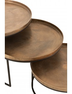 Tables rondes gigognes en bois de manguier