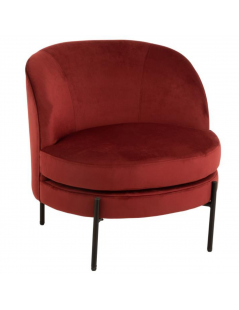 Chaise lounge ronde en velours rouge