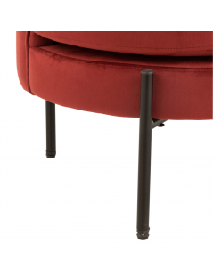 Chaise lounge ronde en velours rouge